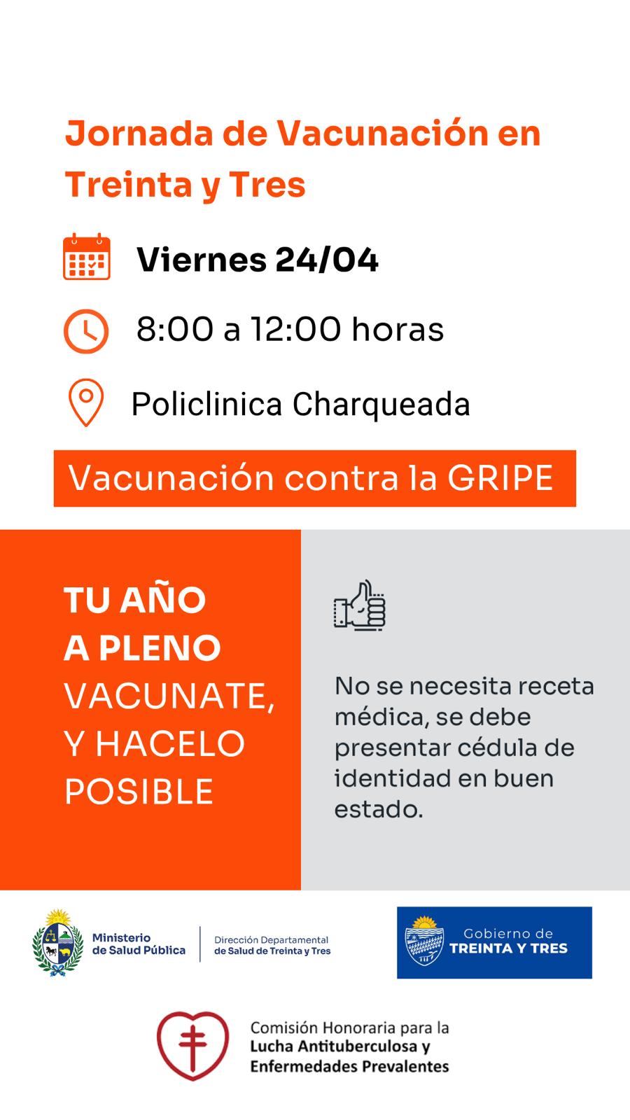 JORNADA DE VACUNACION EN CHARQUEADA VIERNES 24 DE ABRIL