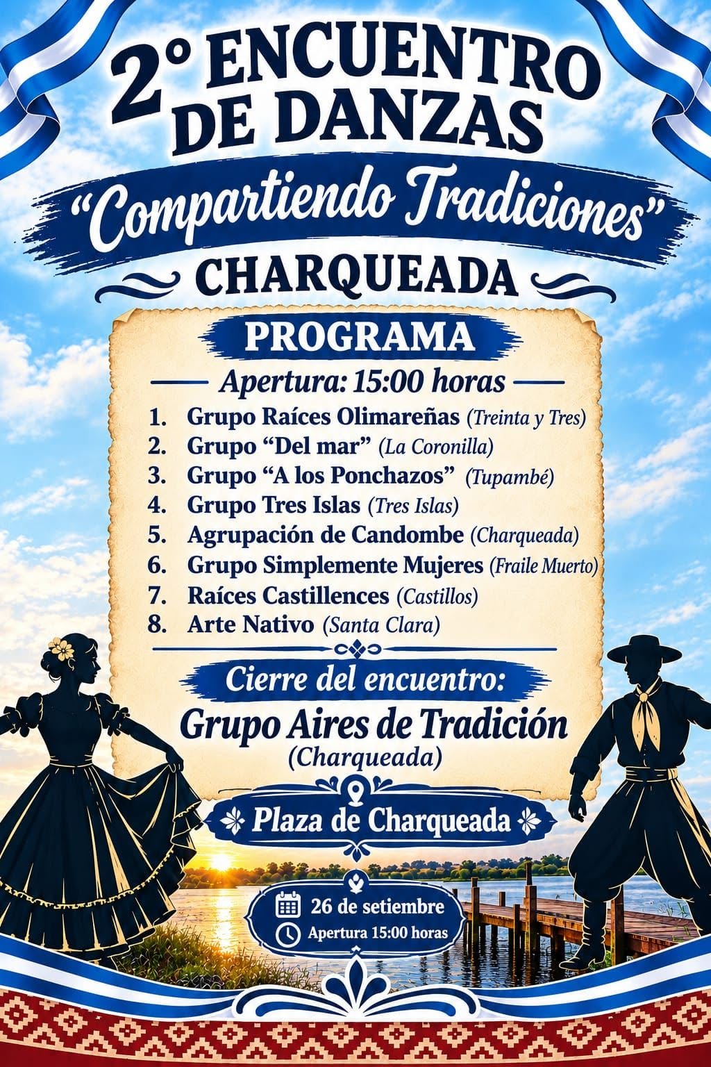 COMPARTIENDO TRADICIONES  26 DE SETIEMBRE PLAZA DE CHARQUEADA  HORA 15